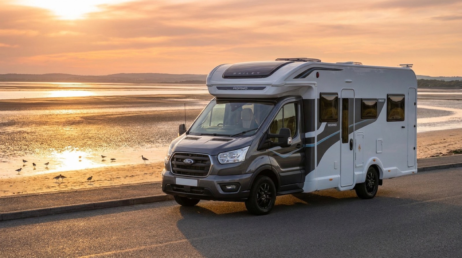 Why Knott Hire motorhome over the Loughor estuary near Gorseinon