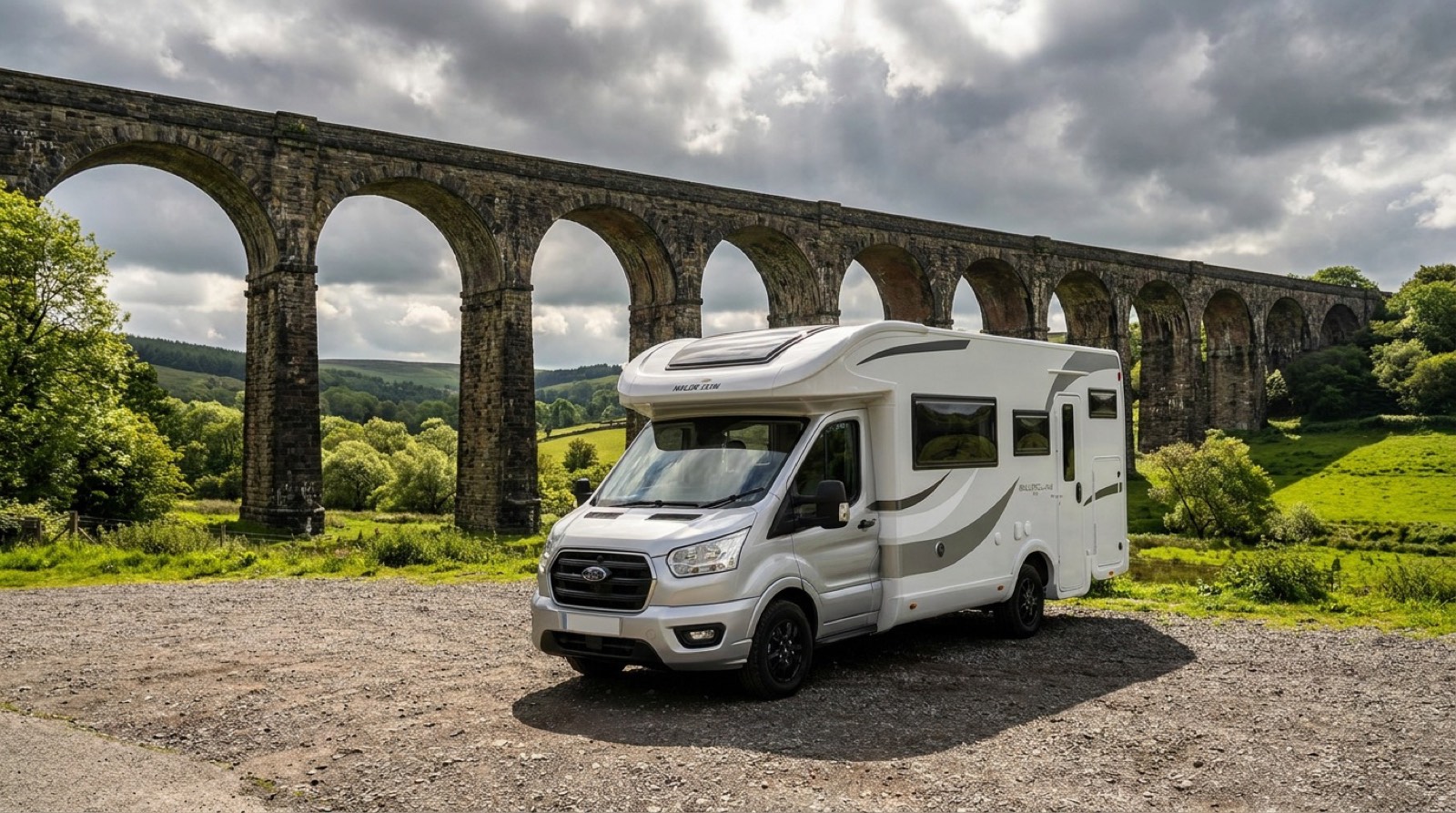 Why Knott Hire motorhome at Hengoed Viaduct