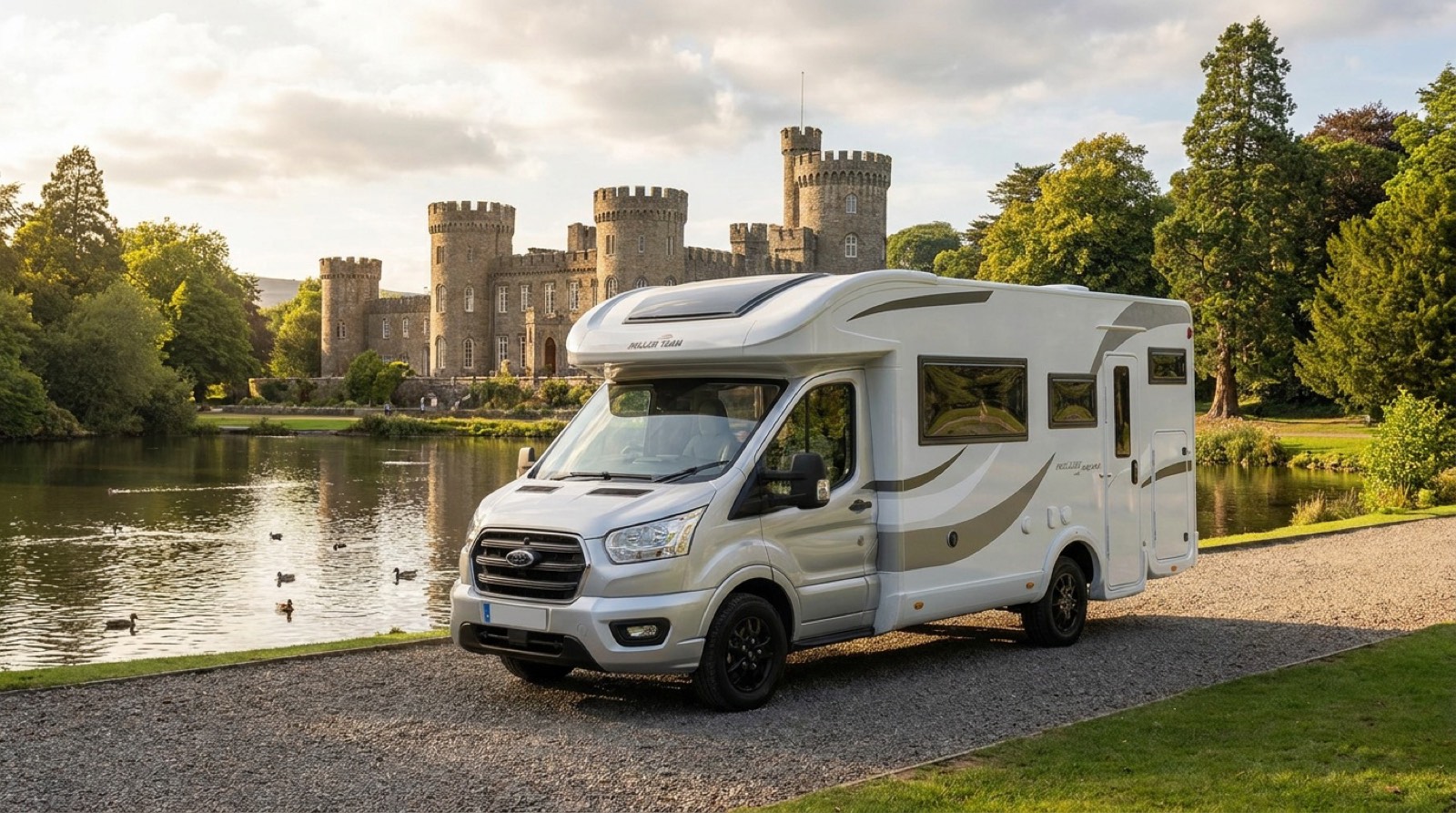 Why Knott Hire motorhome at Cyfarthfa Castle, Merthyr Tydfil