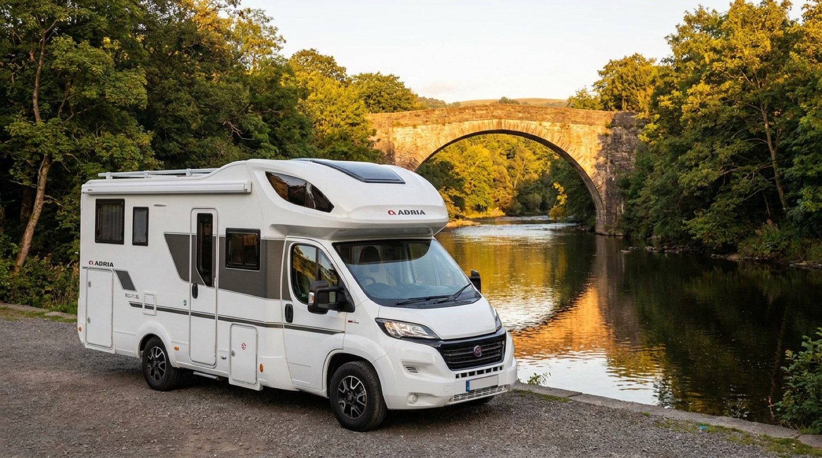 Why Knott Hire motorhome at the Old Bridge, Pontypridd