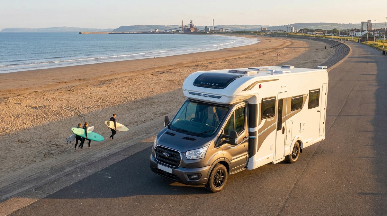 Why Knott Hire motorhome at Aberavon Beach, Port Talbot