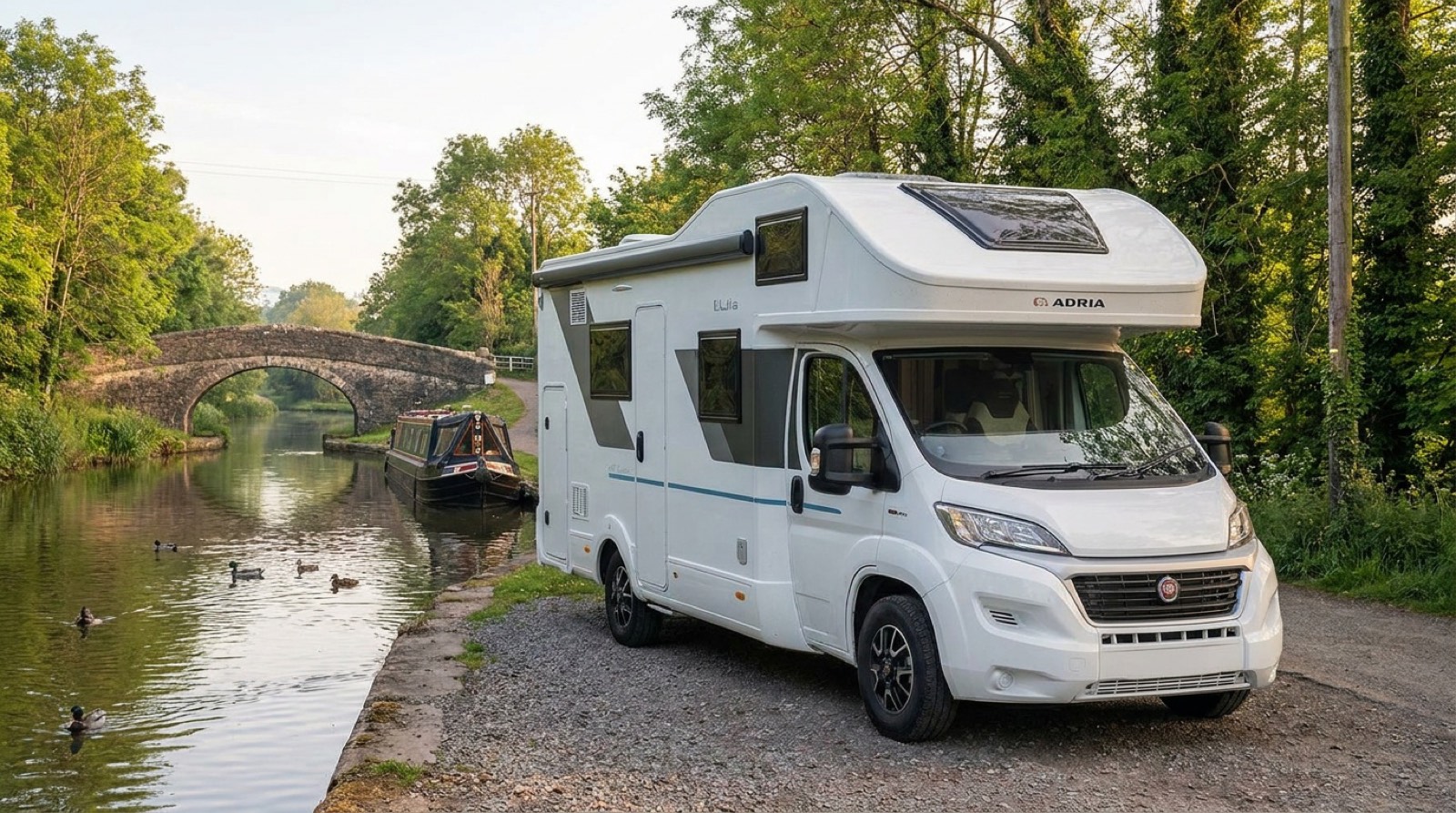 Why Knott Hire motorhome by the canal near Risca